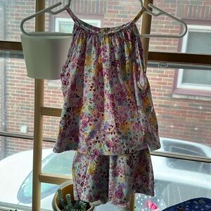 Chenault Girl Lari Brushes Swing Top and Short Set Light Blue Floral Size 7